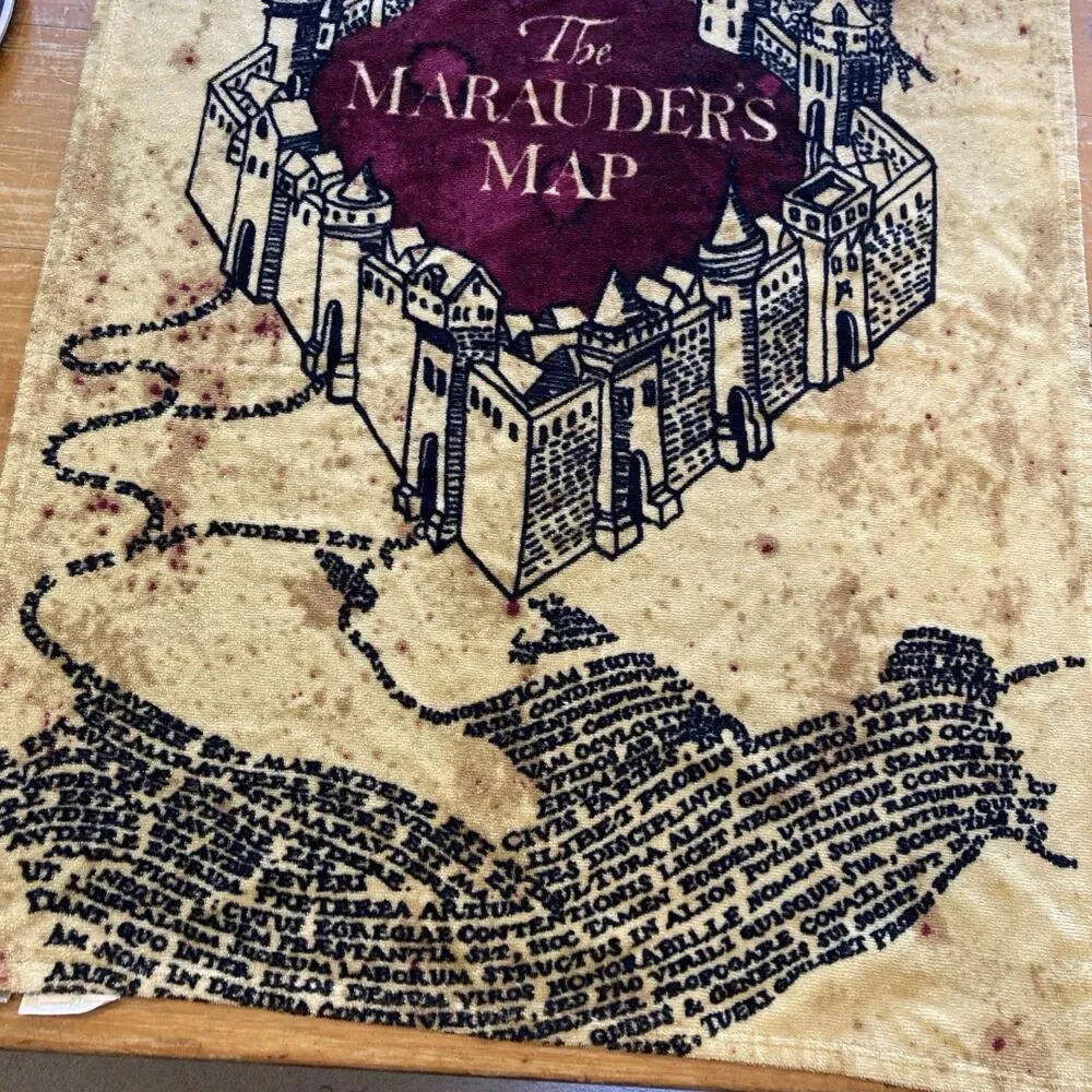 Harry Potter Marauder's Map Beach Towel Hogwarts Terry 58”x29” Cotton Blend